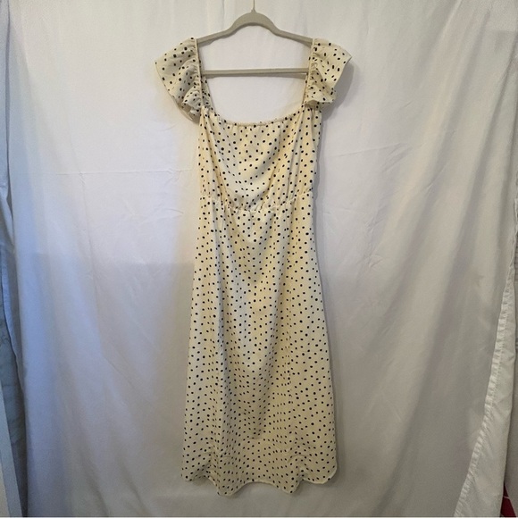 Amuse Society Cream Polka Dot Flutter Sleeve Midi Dress – Size L - Picture 4 of 10